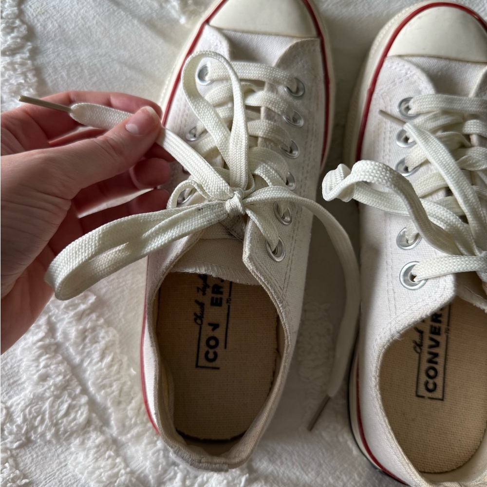 Converse White Sneakers with Red Accents - Picture 2 of 12